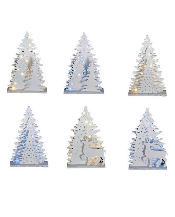 Paesaggio In Legno Con Luci LED 19X6X30Cm - Decorazione Natalizia
