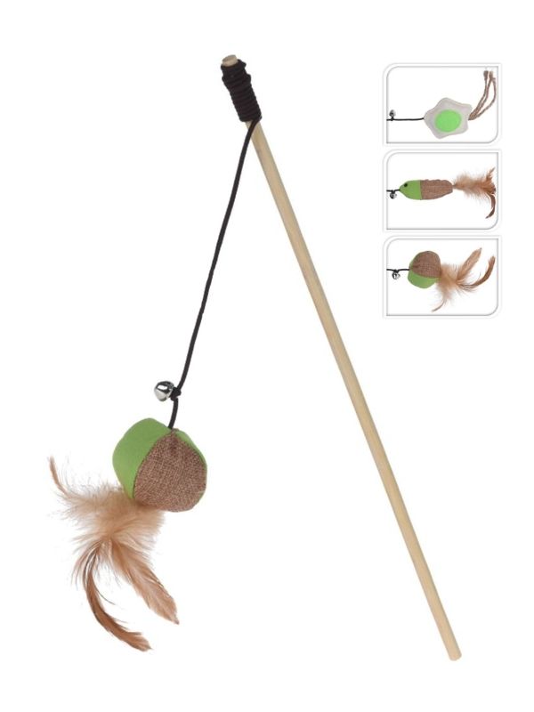 Jouet Pour Chat Bâton Avec Tissu Jeu 42Cm - Assortis