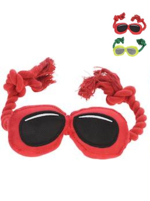 Gioco Per Cani Occhiali Corda E Peluche 20Cm - Assortito