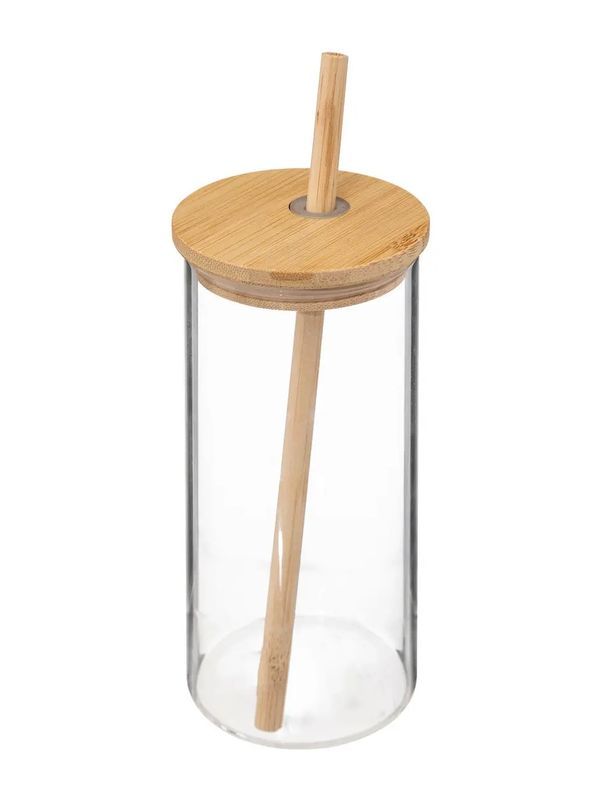 Set Di Caraffa E 4 Bicchieri Con Tappo E Cannuccia In Bamboo 