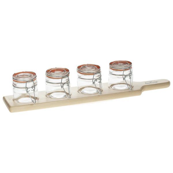 Set Da Aperitivo Con 4 Barattoli In Vetro E Vassoio 45X9.8X8.1Cm