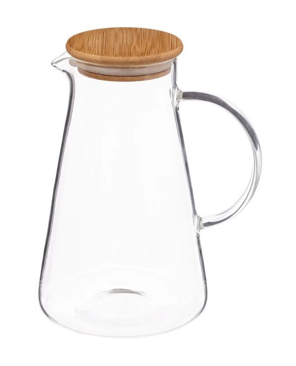 Caraffa In Vetro Con Tappo In Bamboo 1.2L