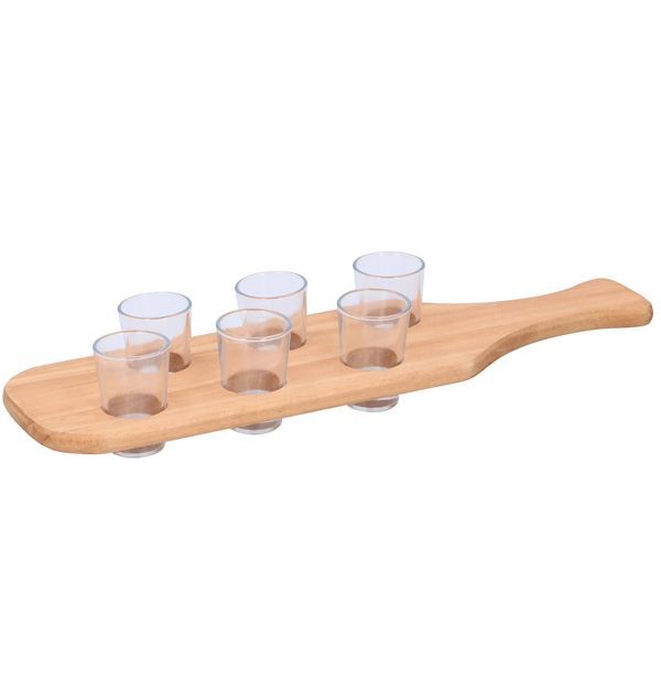 Set Di 6 Bicchieri Da Shots Con Sostegno In Legno 