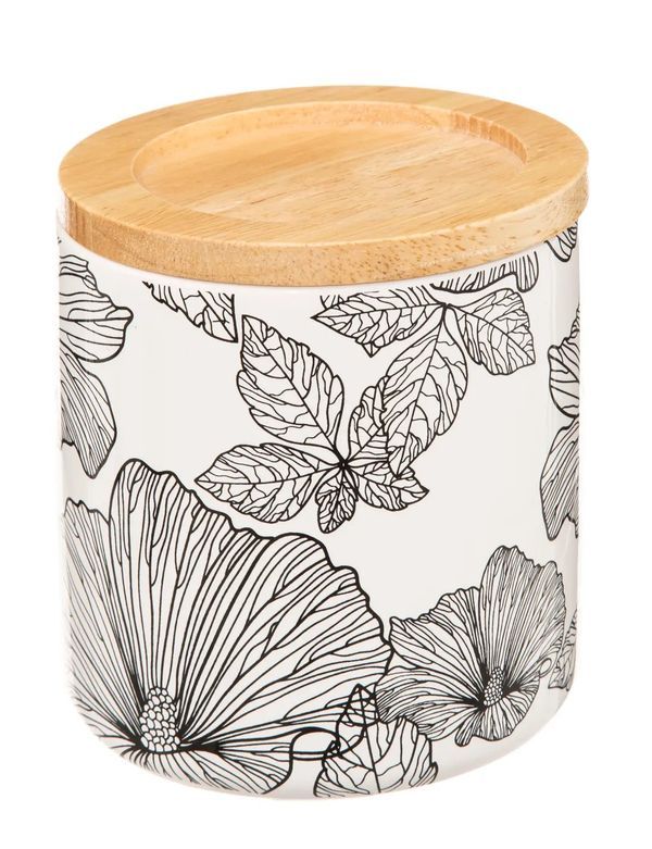 Distributeurs De Coton Black Flora Pour La Salle De Bains Blanc Et Noir Avec Fleurs 11.2X9.8Cm