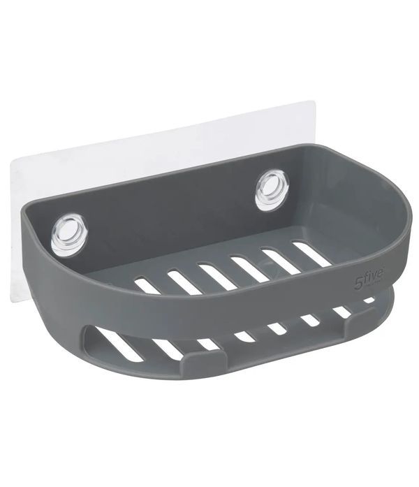 Porte-Savon De Douche Adhésif Bath N'Store Gris 16X10.3X7Cm