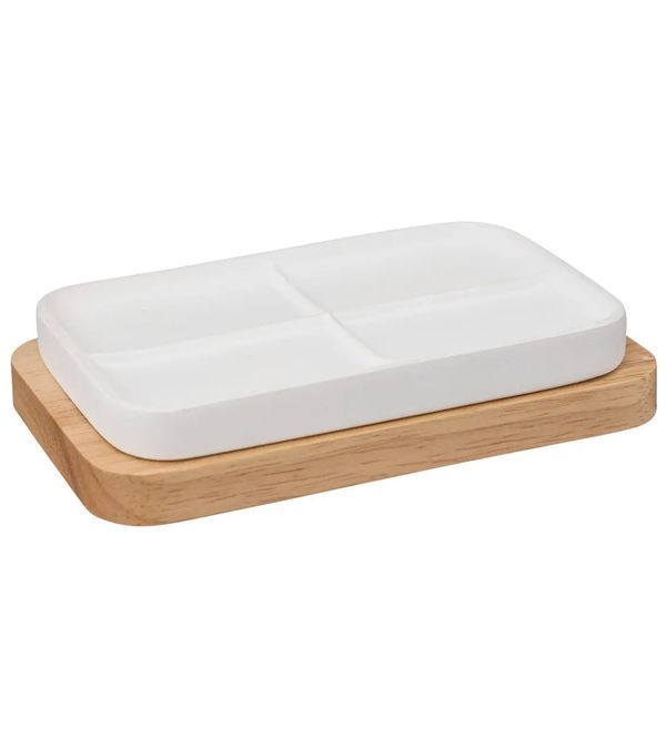 Porta Sapone Natureo Per Il Bagno In Bamboo 13.2X8.6X2.7Cm