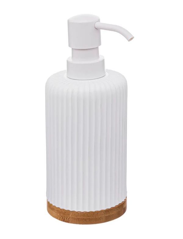 Distributeur De Savon Rayé Pour La Salle De Bains Blanc 270Ml