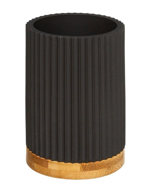 Porte-Brosse À Dents Rayé Pour La Salle De Bains Noir 11X7.1Cm