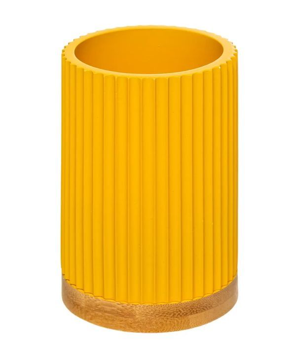 Gestreifter Zahnbürstenhalter Für Das Badezimmer Senfgelb 11X7.1Cm
