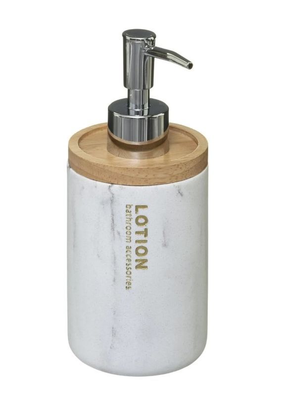 Distributeur De Savon Leà Pour La Salle De Bains Blanc Marbre 270Ml