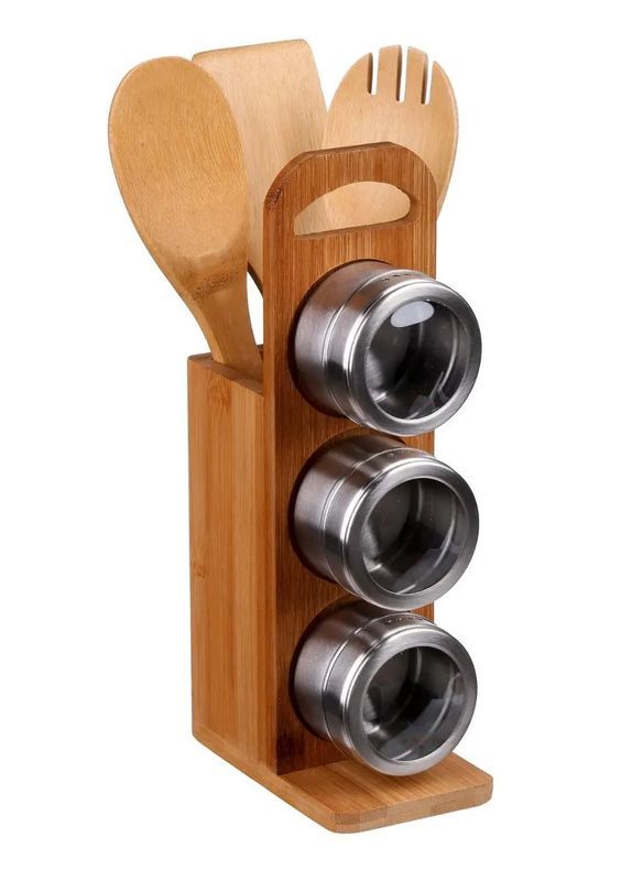 Set De Porte-Ustensiles Et 3 Pots À Épices 13.2X8.2X27Cm