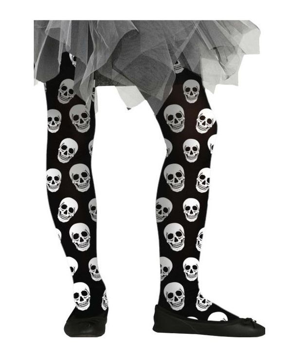 Halloween-Accessoire Totenkopfstrumpfhose 3-6 Jahre
