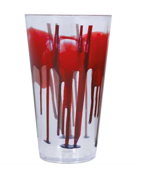 Party Halloween Bicchiere Trasparente Con Sangue  15Cm 