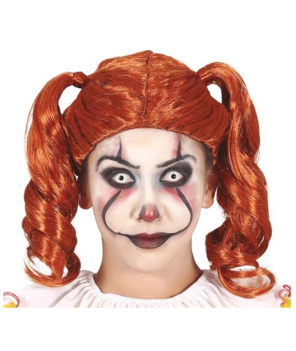 Parrucca Di Halloween Con Codini Rossi   