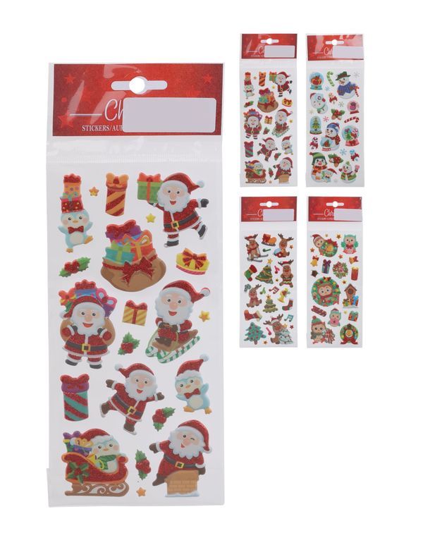 Weihnachts-Kraft-Accessoire Stickers 3D 19X9Cm - Sortiert