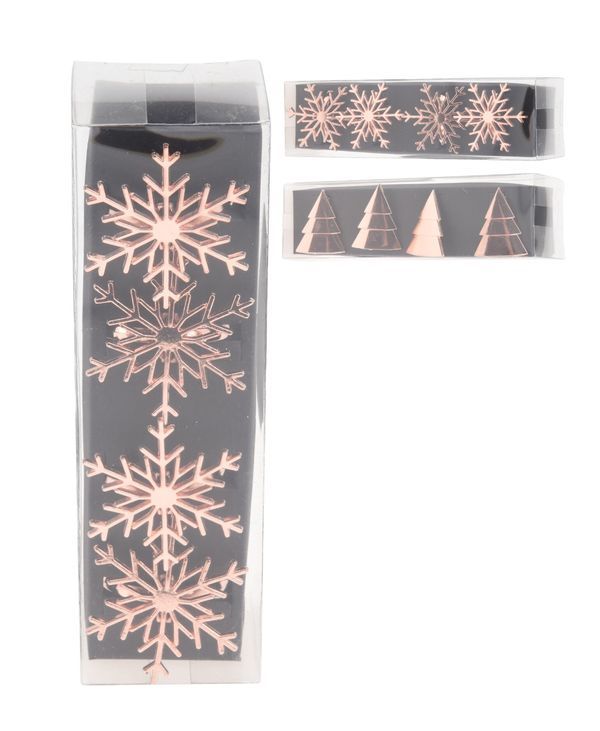 Accessorio Natalizio Casa Porta Tovaglioli Oro Rosa 4 Pezzi  - Assortito