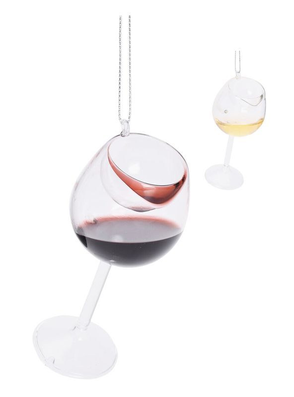 Pendente Natalizio Calice Di Vino In Vetro 10Cm - Assortito