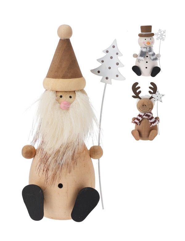 Déco Natalizia Figura Di Natale In Legno 13Cm - Assortito
