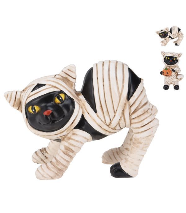 Déco Halloween Gatto In Resina 16Cm - Assortito