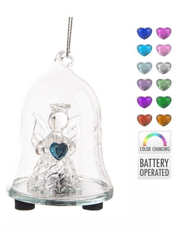 Pendentif De Noël Ange En Verre Avec Lumière 8Cm - Assortis