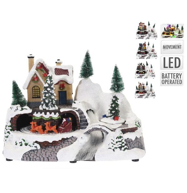 Weihnachtsdorf Mit Led Licht 24X17Cm - Sortiert