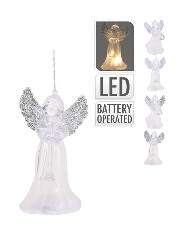 Pendente Natalizio Angelo Con Luce Led 11Cm - Assortito