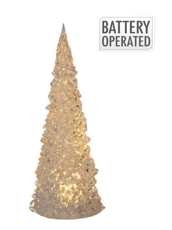 Albero Di Natale Decorativo Acrilico Con Luce Led Bianco Caldo 12Cm