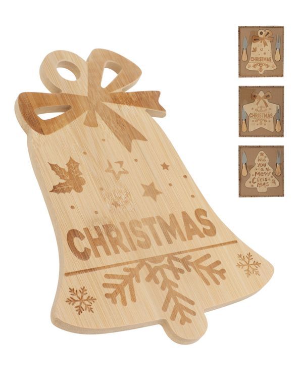 Tisch-Accessoire Für Weihnachten Holztablett Mit 2 Messern - Sortiert