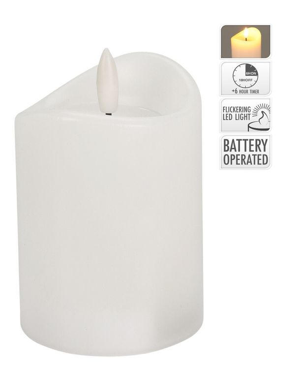 Candela Natalizia Con Luce Led Bianca 7X15Cm