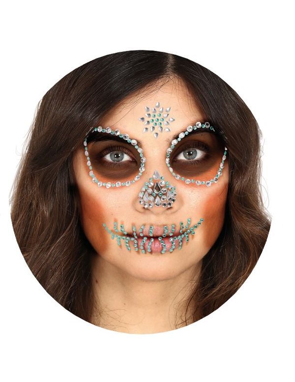 Gioielli Adesivi Di Halloween Per Il Viso - Teschio