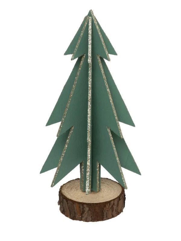 Decorazione Natalizia Albero Di Natale Verde In Legno 18Cm