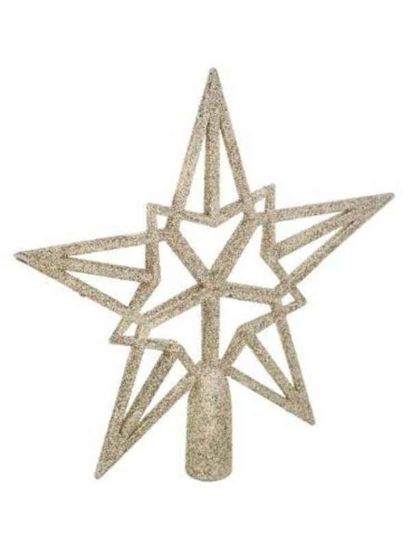 Épi De Faîtage Du Sapin De Noël Étoile Pailletée Or 20Cm