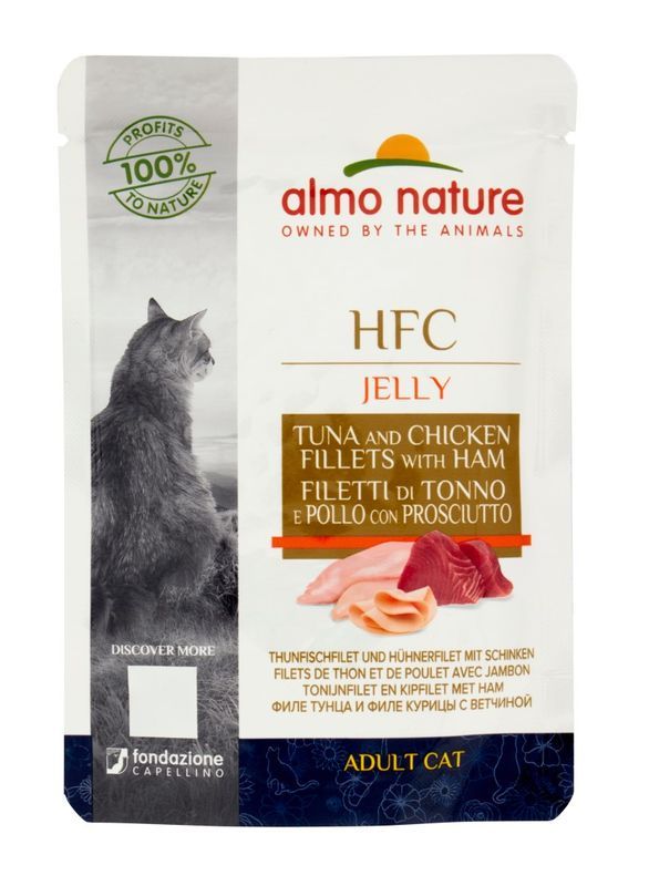 ALMO NATURE Jelly Cibo Umido Tonno, Pollo E Prosciutto 55G