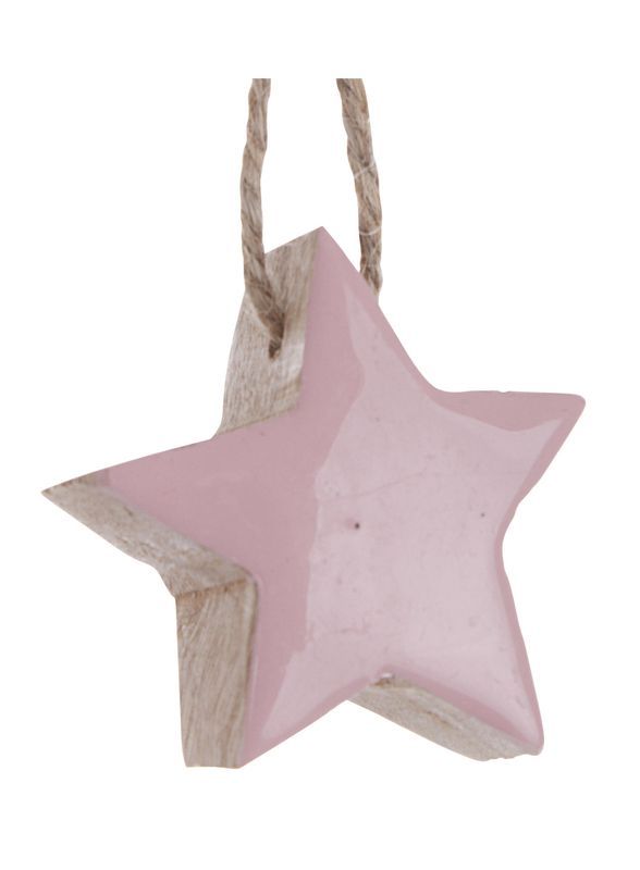 Addobbo Natalizio Haley Stella Rosa Legno 5Cm