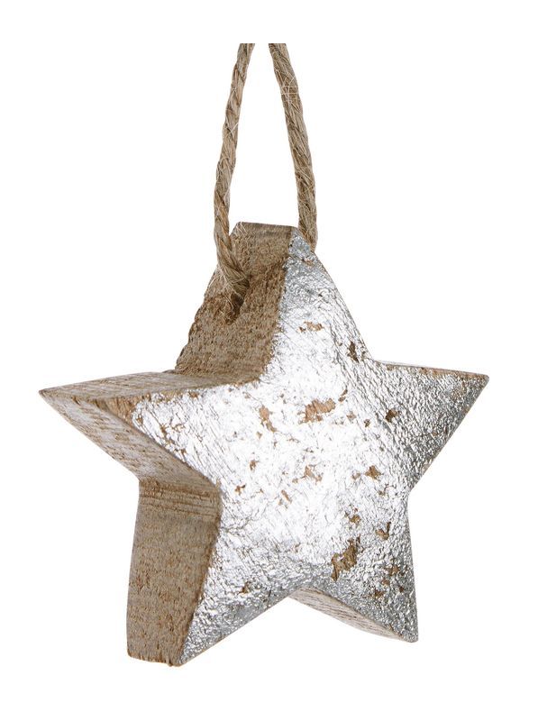 Addobbo Natalizio Haley Stella Argento Legno 5Cm
