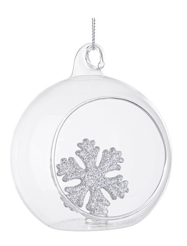 Weihnachtskugel Schneeflocke Glas 8cm