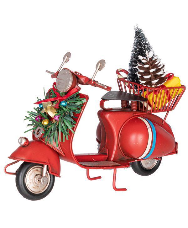 Decorazione Natalizia Chelsie Scooter Con Pino Metallo 17X13Cm