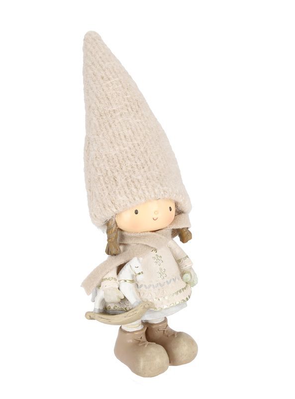 Decorazione Natalizia Bambolina Desley Poliresina E Tessuto 24.5Cm