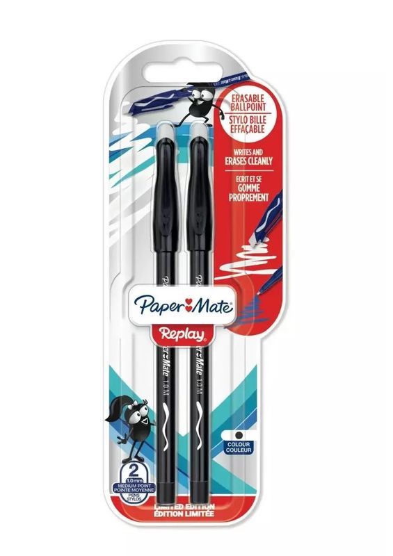 Stylo Noir Effaçable 2 Pièces 