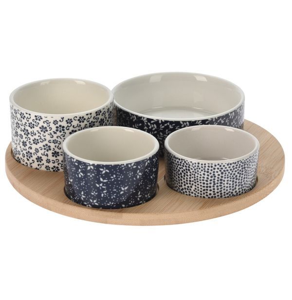 Set Apéritif Avec 4 Tasses En Céramique Et Plateau 