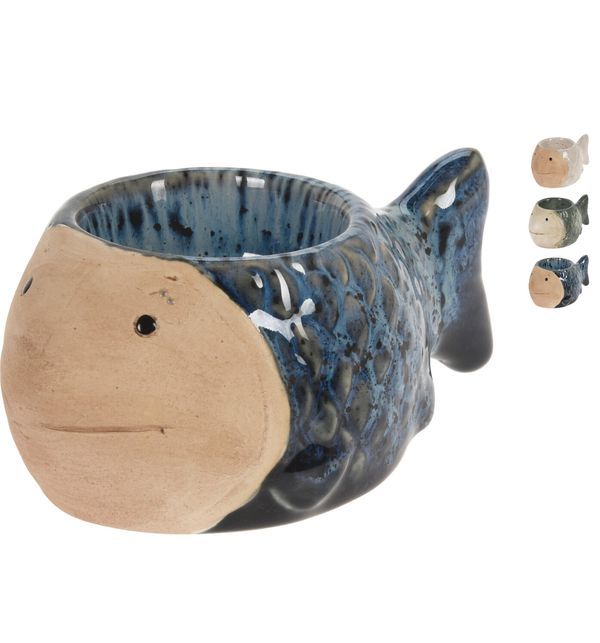 Keramik Fisch Teelichthalter 12X8X5Cm - Sortiert