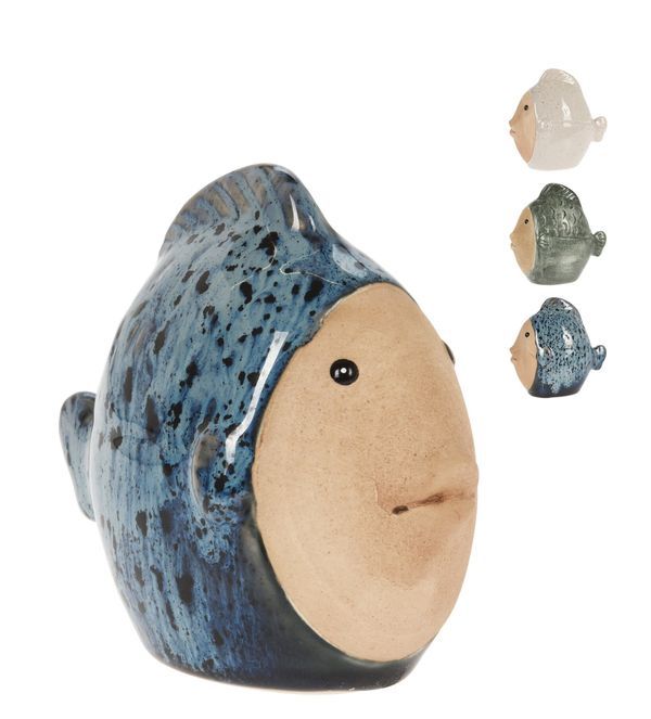 Déco Jardin Poisson Porcelaine 11X6X9Cm - Assortis