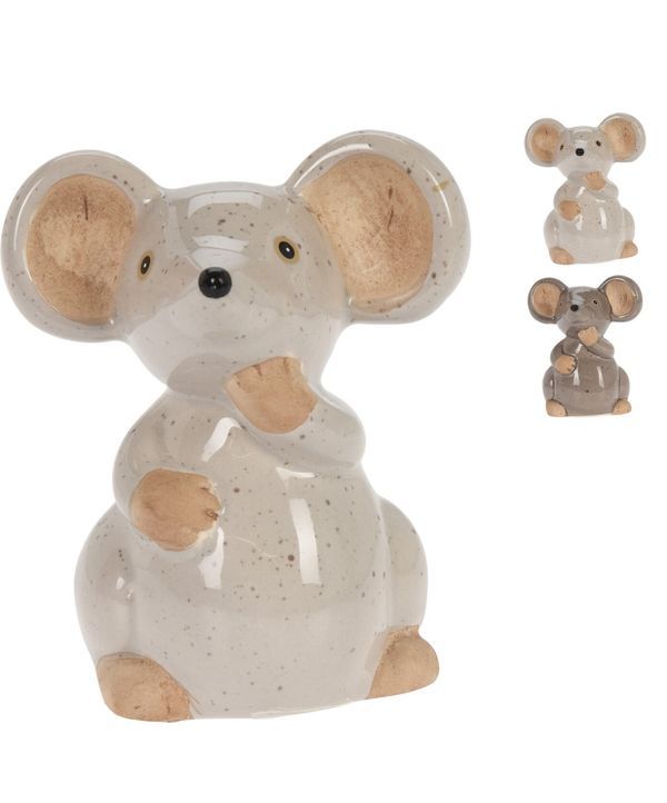 Porzellan Deko-Maus 9X7X10Cm - Sortiert