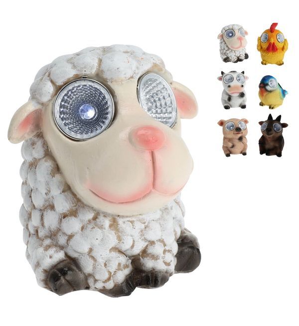 Lampe Solaire De Jardin Animal De Ferme Résine 9Cm - Assortis