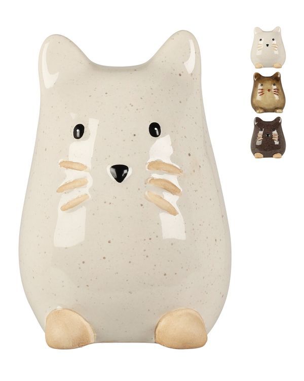 Chat En Porcelaine Deco 9X10X13Cm - Assortis