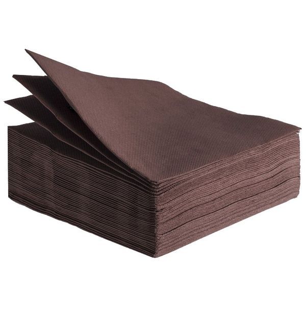  Serviettes Unicolores Chocolat 40 Pièces 38X38Cm