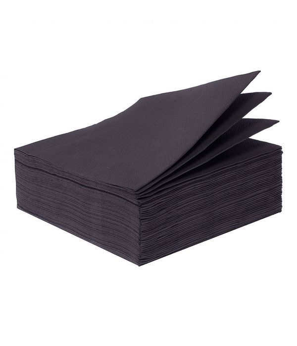  Serviettes Unicolores Noir 40 Pièces 38X38Cm
