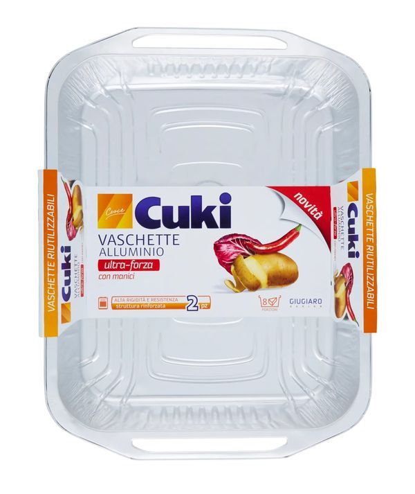 CUKI Vaschette Alluminio Con Manici 8 Porzioni - 2 Pezzi 