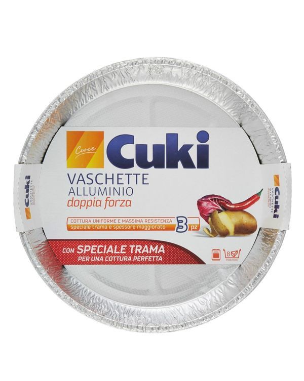 CUKI Vaschette Alluminio Tonde 8 Porzioni - 3 Pezzi 