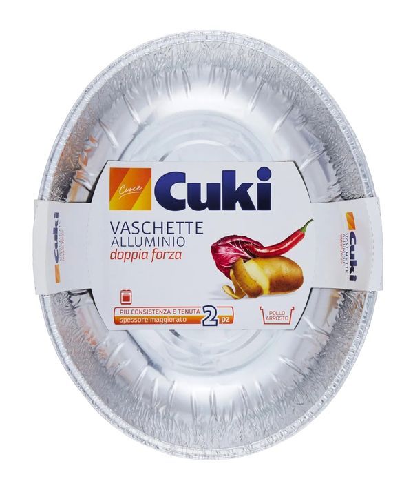 CUKI Vaschette Alluminio Per Pollo E Arrosto - 2 Pezzi 